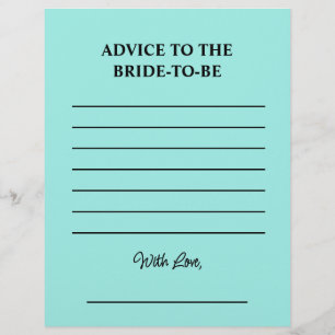 Bride & Co. Bridal Shower Turquoise Advice Card Flyer