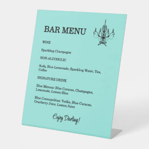 Bride & Co. Bridal Shower Turquoise Cocktail Pedestal Sign