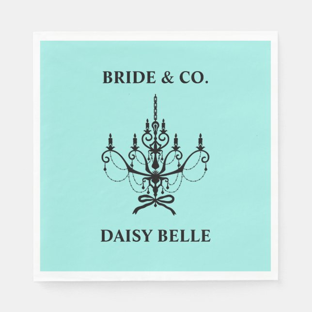 Bride & Co. Bridal Shower Turquoise Napkins (Front)