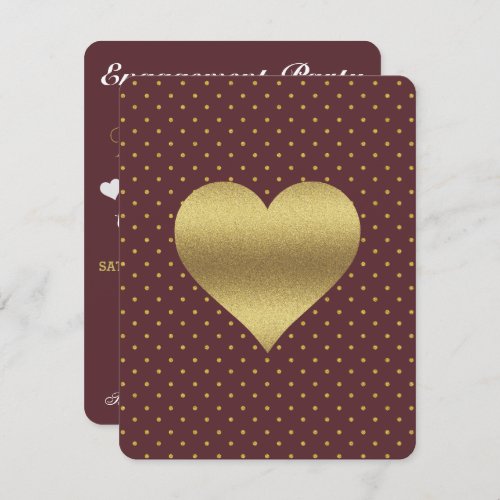 BRIDE CO Burgundy And Gold Heart Polka Dot Party Invitation