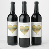 BRIDE & CO Gold Heart Tiara Shower Bridal Party Wine Label (Bottles)