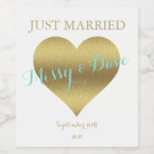 BRIDE & CO Gold Heart Tiara Shower Bridal Party Wine Label (Single Label)
