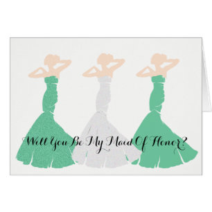 BRIDE & CO Green Be My Maid Of Honor Party Note Cards