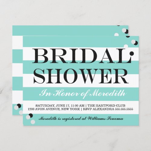 Bride Co Little Black Dress Teal Blue Shower Party Invitation