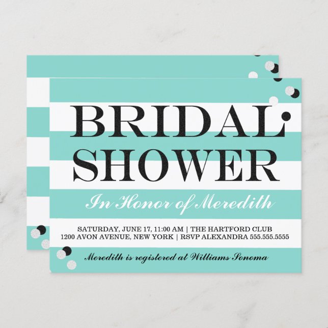 Bride Co Little Black Dress Teal Blue Shower Party Invitation (Front/Back)