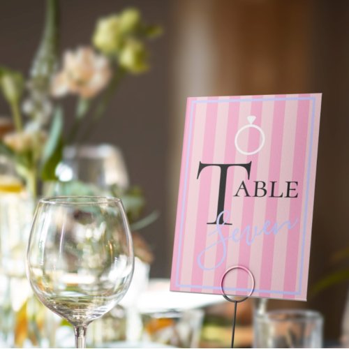 BRIDE  CO Love Pink Bridal Party Centerpiece Table Number