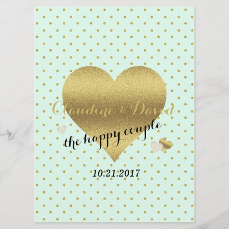 Bride Co Mint Gold Polka Dot Elegant Wedding Party Program