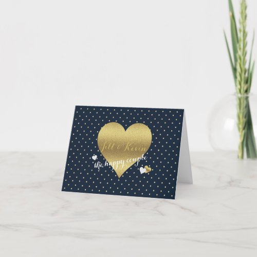 Bride  Co Navy  Gold Heart Wedding Party Note Card