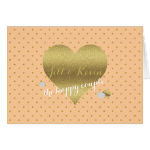 Bride & Co Peach & Gold Heart Personal Party Note Cards