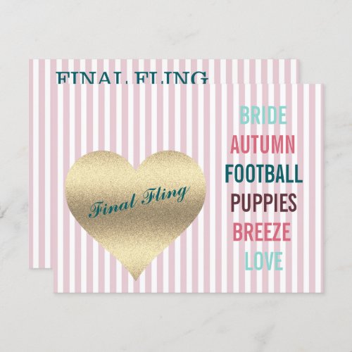 BRIDE CO Pink Final Fling Shower Tailgate Party Invitation