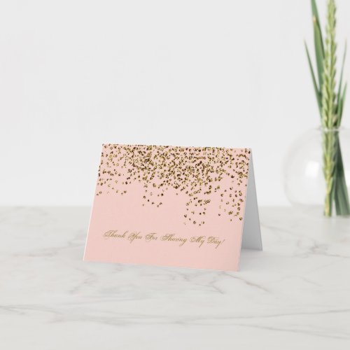 BRIDE CO Pink  Gold Sparkle Shower Party Thank You Card