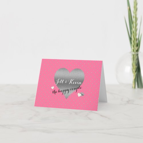 Bride Co Pink  Silver Wedding Personal Party Card