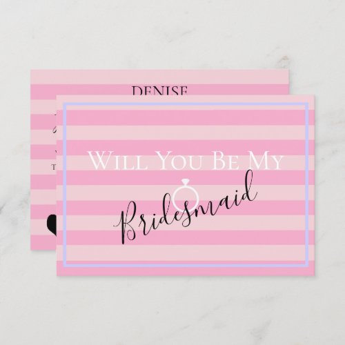 BRIDE CO Pink Will You Be My Bridesmaid MOH Party Invitation