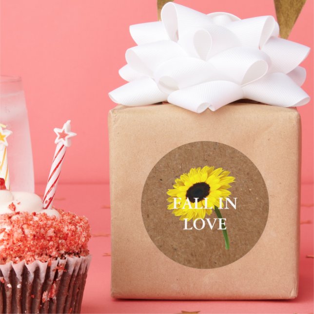 Bride Co Rustic Bride Sunflower Shower Party Classic Round Sticker (Party)