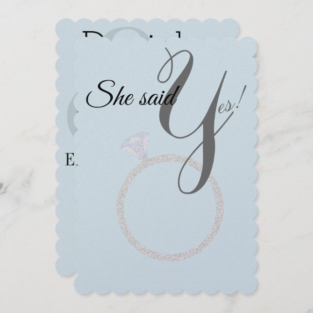 BRIDE & CO She Said Yes! Diamond Ring Engagement Invitation (Front/Back)
