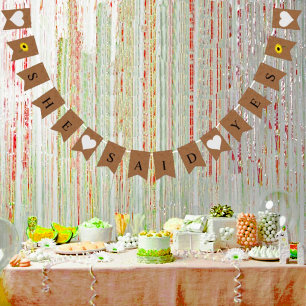 BRIDE CO She Said Yes Sunflower Rustic Shower Bunting Flags