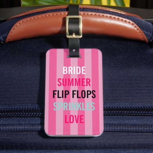 BRIDE CO Summer Bride Sprinkle Personalized Party Luggage Tag