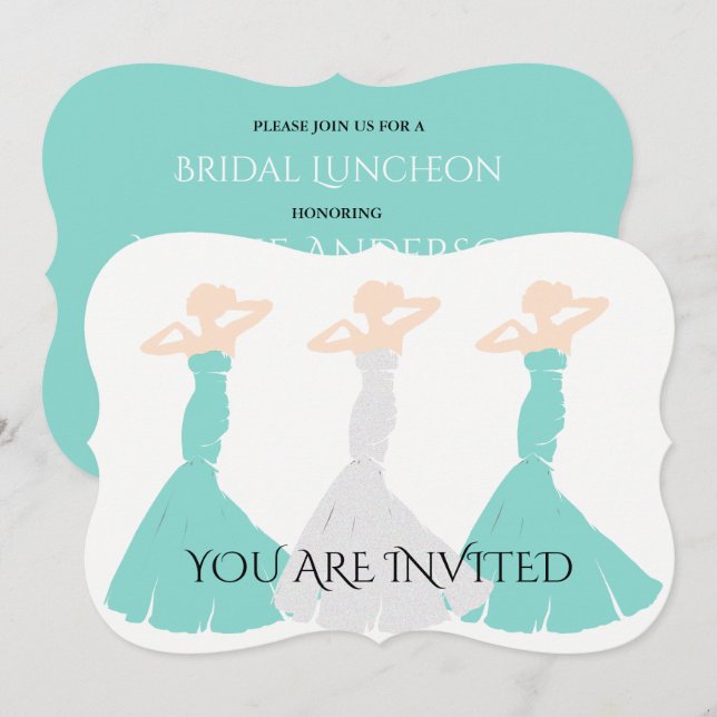 BRIDE CO Teal Blue Be My Bridesmaid Shower Party Invitation (Front/Back)