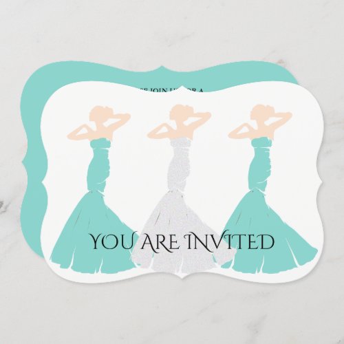 BRIDE CO Teal Blue Be My Bridesmaid Shower Party Invitation