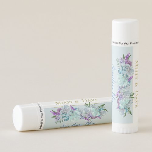 BRIDE CO Teal Blue Bouquet Wedding Shower Party Lip Balm