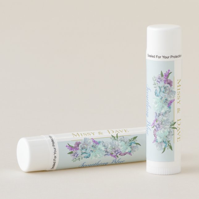 BRIDE CO Teal Blue Bouquet Wedding Shower Party Lip Balm (Front)