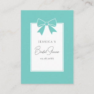 Bride & Co. Teal Blue Bow Bridal Shower Registry Enclosure Card