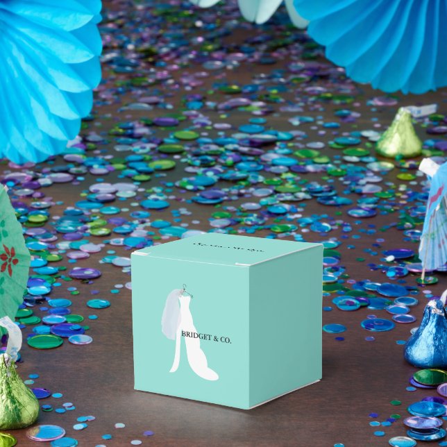 BRIDE & CO Teal Blue Here Comes The Bride Party Favor Boxes (Party)
