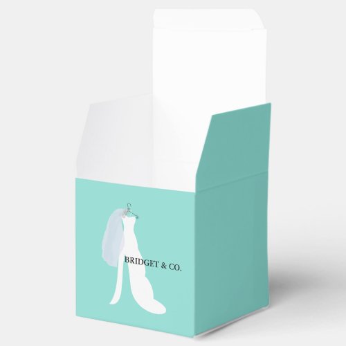BRIDE  CO Teal Blue Here Comes The Bride Party Favor Boxes