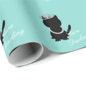 Bride Co Teal Blue Personalized Tiara Cat Party Wrapping Paper (Roll Corner)