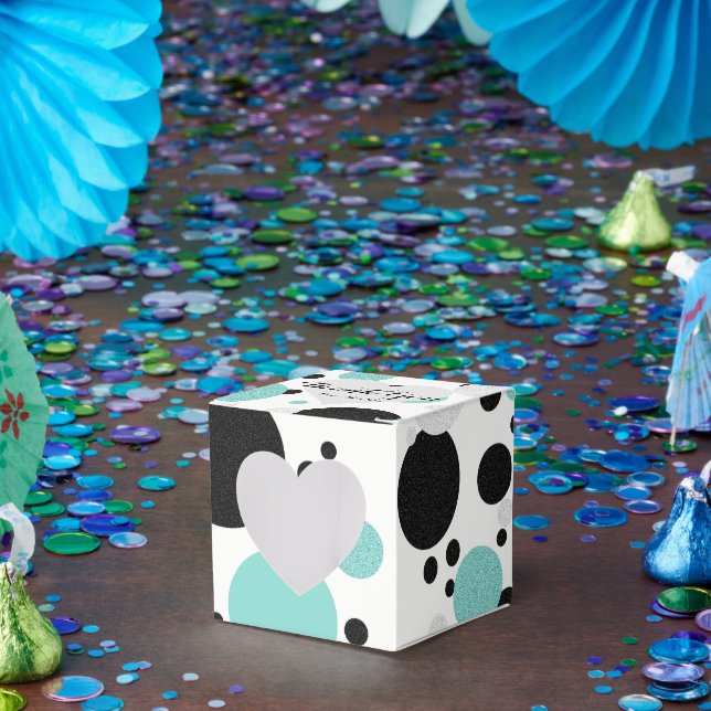Bride Co Teal Blue Polka Dot Shower Party Favor Boxes (Party)