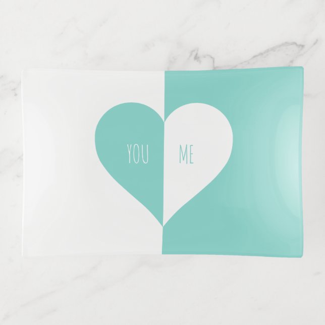 BRIDE CO Teal Blue You & Me Wedding Suite Trinket Tray (Front)