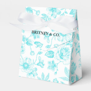 Bride & Co. Teal Floral Toile Personalized Favor Boxes