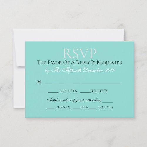 Bride  Co Wedding Suite Elegant Teal Blue RSVP Card