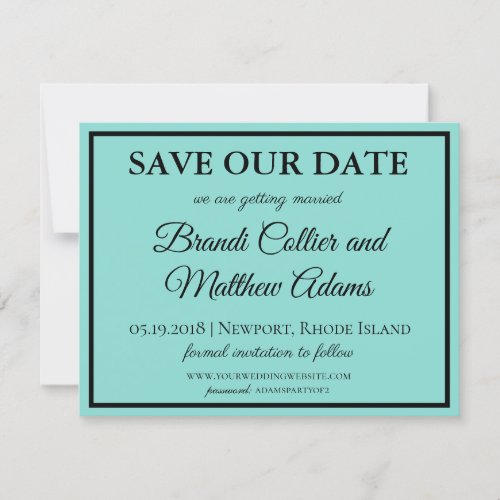 Bride  Co Wedding Suite Modern Teal Blue Save The Date