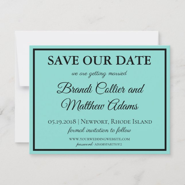 Bride & Co Wedding Suite Modern Teal Blue Save The Date (Front)