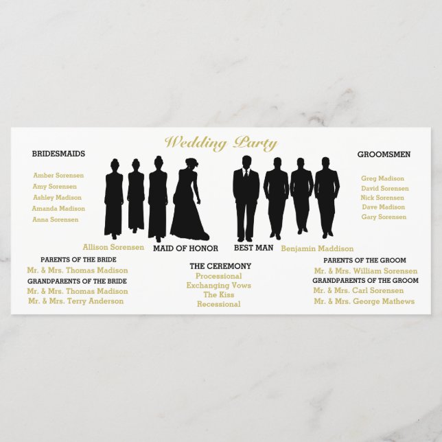 BRIDE & CO White & Gold Polka Dot Wedding Party Program (Back)