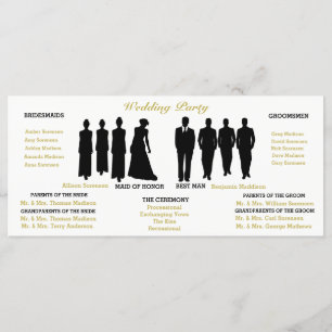 BRIDE & CO White & Gold Polka Dot Wedding Party Program