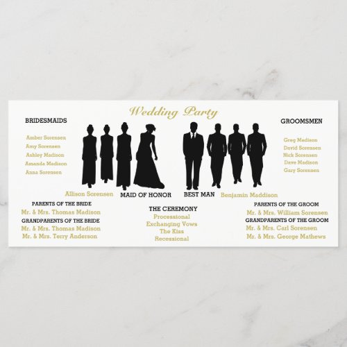 BRIDE  CO White  Gold Polka Dot Wedding Party Program