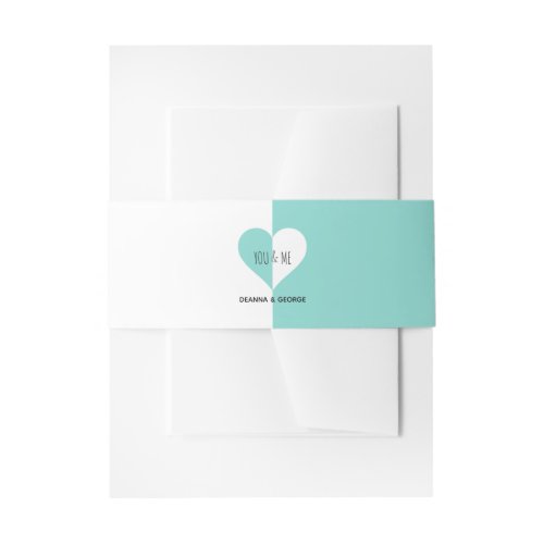 BRIDE  Co You  Me Teal Blue Wedding Suite Invitation Belly Band