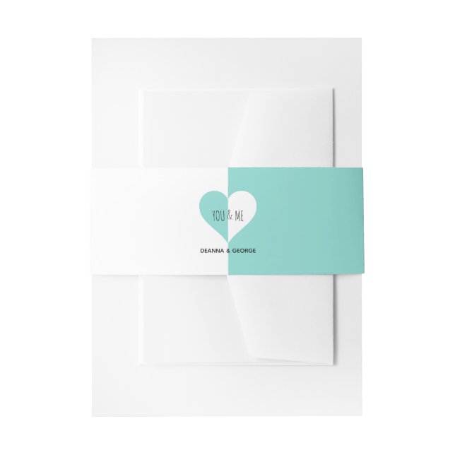 BRIDE & Co You & Me Teal Blue Wedding Suite Invitation Belly Band (Front Example)