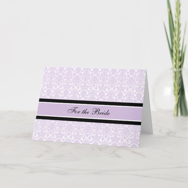 Bride Congratulations Wedding Day Lilac Damask Card (Front)