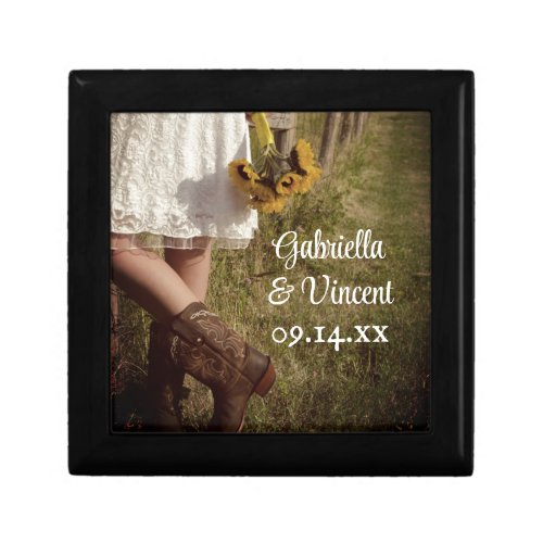 Bride Cowboy Boots and Sunflowers Ranch Wedding Jewelry Box