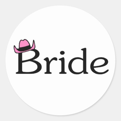 Bride Cowboy Hat Classic Round Sticker