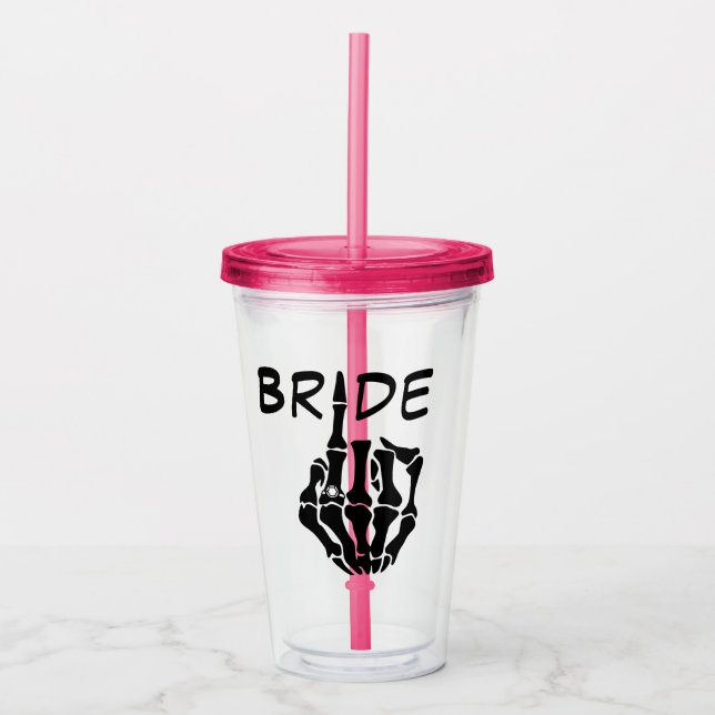 Bride Cup - Skeleton Ring Finger Bridal Tumbler (Front)