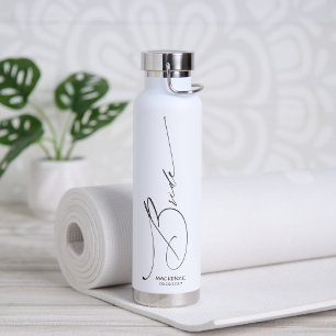 Bride | Custom Black Modern Script Font  Water Bottle