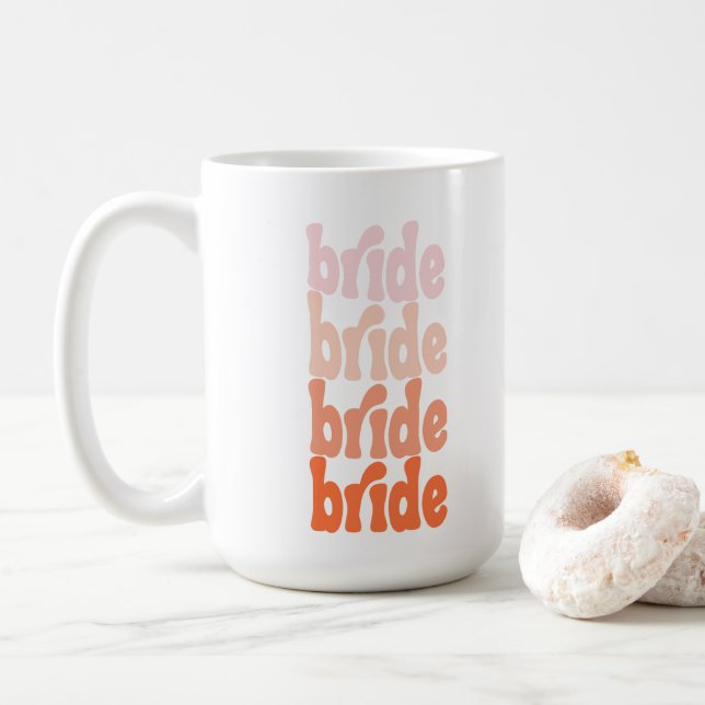Bride cute retro orange, personalized coffee mug (With Donut)