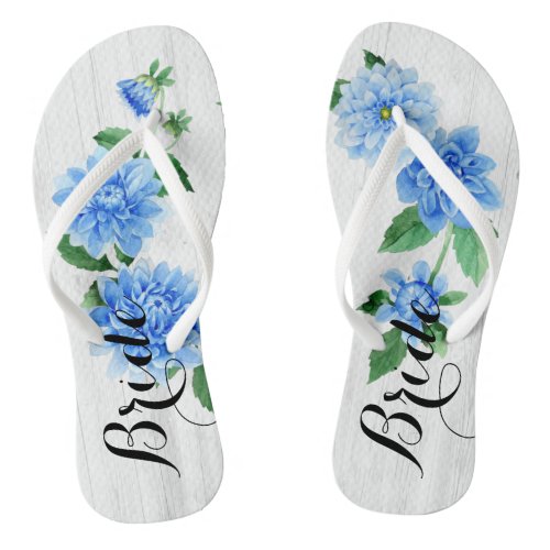 Bride Dahlia Flowers Personalized Flip Flops