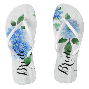 Bride Dahlia Flowers Personalized Flip Flops