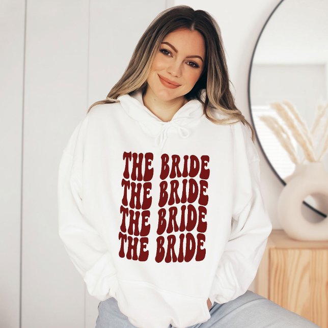 Bride Dark Red Customized Matching Bridal Party Hoodie (Creator Uploaded)