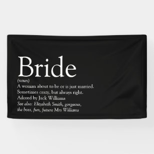 Bride Definition Bridal Shower Black And White Banner